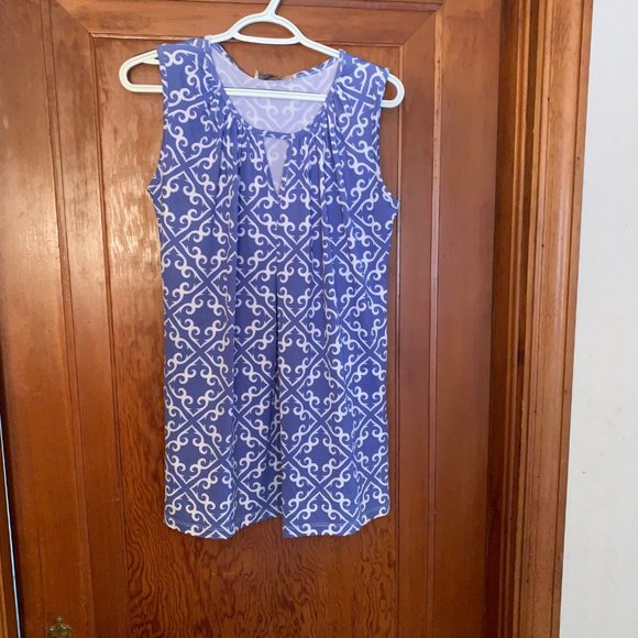 NWT Michelle Parisou Purple and White Sleeveless Tunic Size S - Picture 12 of 14